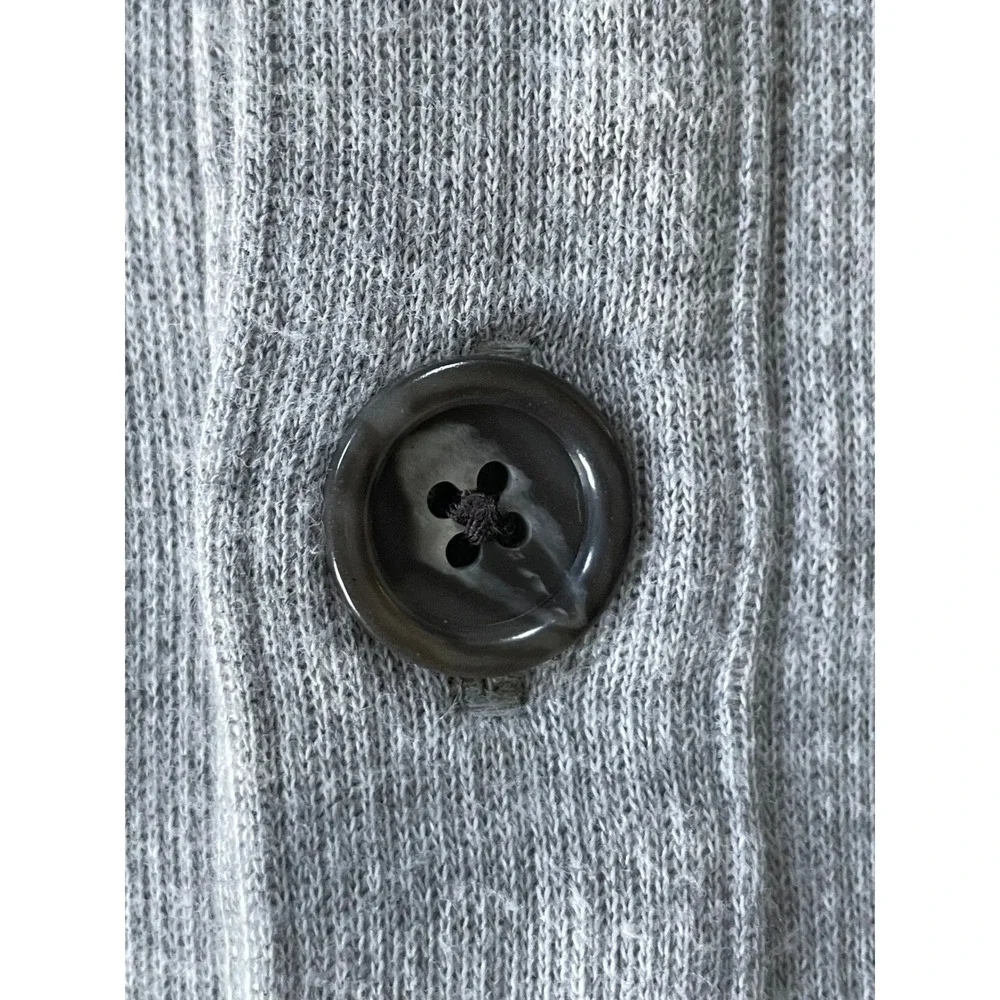 Banana Republic Mens Medium Pullover Gray Ribbed Mock Neck Henley Cotton Sweater